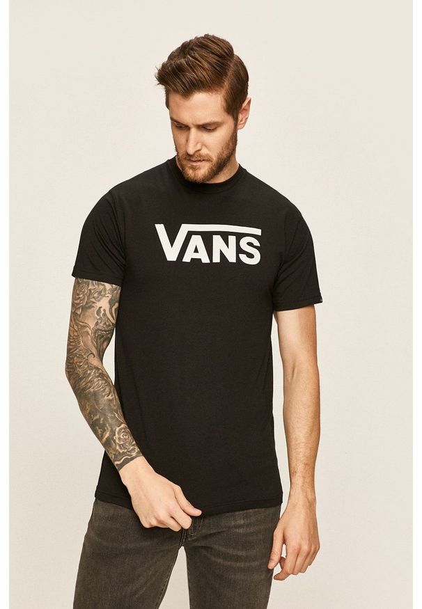 Vans - T-shirt. Okazja: na co dzień. Kolor: czarny. Materiał: dzianina. Wzór: nadruk. Styl: casual