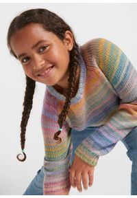 bonprix - Sweter z dzianiny o splocie grubych oczek. Kolor: różowy. Materiał: dzianina. Wzór: ze splotem #2