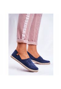 NEWS Damskie Espadryle Wsuwane Granatowe Vulcan niebieskie. Okazja: na co dzień. Zapięcie: bez zapięcia. Kolor: niebieski. Sezon: lato. Styl: casual, elegancki