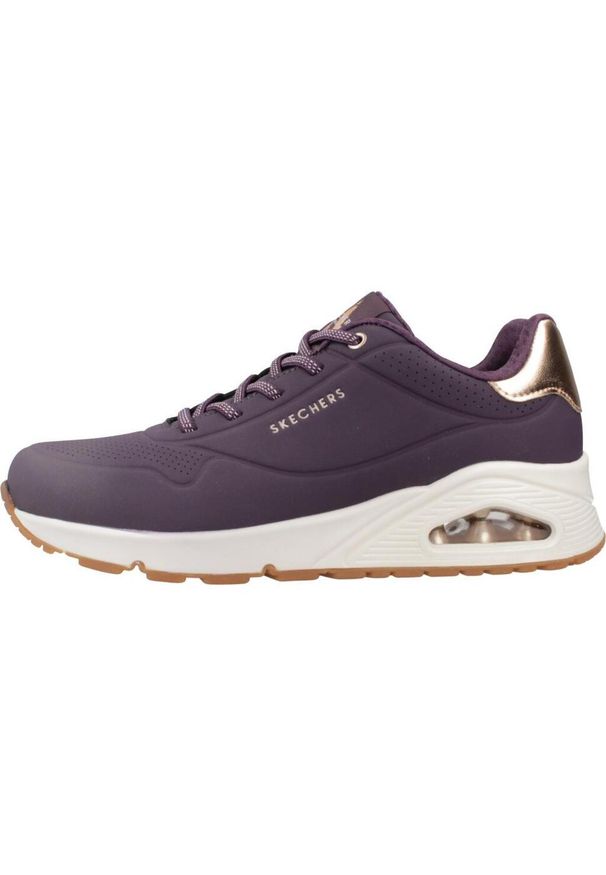 skechers - Buty do chodzenia damskie Skechers Dkpr Uno Shimme. Zapięcie: sznurówki. Kolor: fioletowy. Materiał: syntetyk, materiał. Szerokość cholewki: normalna. Sport: turystyka piesza