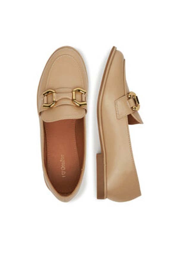 DeeZee Loafersy Y066 Beżowy. Kolor: beżowy. Materiał: skóra