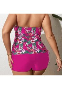 Intica - Tankini z szortami kwiatowy wzór szybkoschnący materiał na plażę Almarina. Kolor: fioletowy. Materiał: materiał. Wzór: kwiaty #4