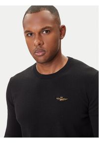 Aeronautica Militare Sweter 252MA1611UL00506 Czarny Regular Fit. Kolor: czarny. Materiał: bawełna #4