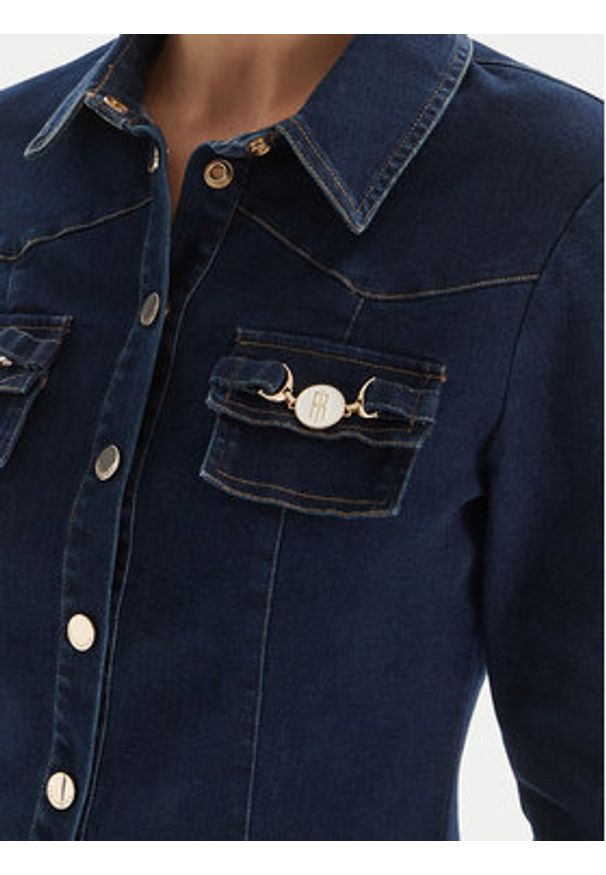 Fracomina Koszula jeansowa FS25WT6004W78201 Granatowy Regular Fit. Kolor: niebieski. Materiał: bawełna