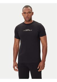 Karl Lagerfeld - KARL LAGERFELD T-Shirt 755061 554242 Czarny Regular Fit. Typ kołnierza: dekolt w karo. Kolor: czarny. Materiał: bawełna