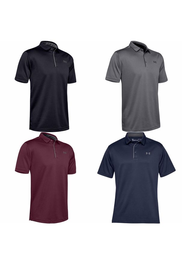Polo Under Armour Tech. Typ kołnierza: polo. Kolor: szary, niebieski, wielokolorowy. Styl: sportowy
