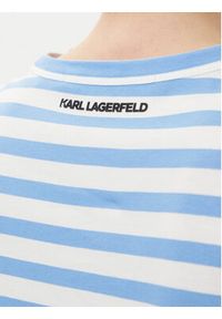 Karl Lagerfeld - KARL LAGERFELD T-Shirt A1W17099 Niebieski Regular Fit. Typ kołnierza: dekolt w karo. Kolor: niebieski. Materiał: bawełna #4