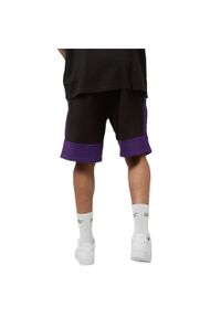 Spodnie sportowe męskie New Era Nba Colour Block Short Lakers. Kolor: czarny, różowy, wielokolorowy. Materiał: dresówka