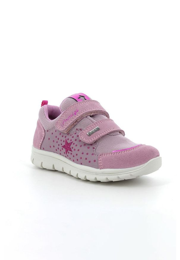 Primigi buty dziecięce kolor różowy. Nosek buta: okrągły. Zapięcie: rzepy. Kolor: różowy. Materiał: guma. Technologia: Gore-Tex