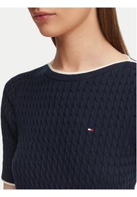 TOMMY HILFIGER - Tommy Hilfiger Bluzka Fine Gg Cable Boat WW0WW50103 Granatowy Regular Fit. Kolor: niebieski. Materiał: bawełna #3