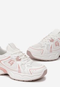 Born2be - Biało-Różowe Sneakersy na Grubej Podeszwie Luccetta. Kolor: biały #4