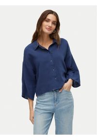 Vero Moda Koszula Natali 10279685 Granatowy Standard Fit. Kolor: niebieski. Materiał: bawełna