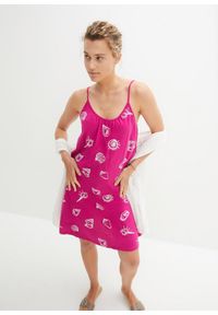 bonprix - Sukienka z dżerseju na ramiączkach, z bawełny organicznej. Kolor: różowy. Materiał: jersey, bawełna. Długość rękawa: na ramiączkach. Sezon: lato #2