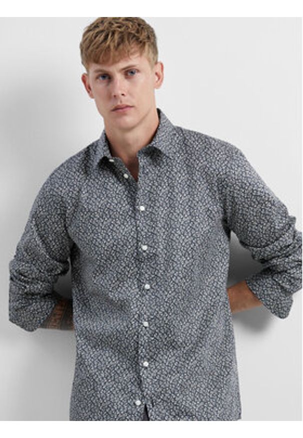 Selected Homme Koszula 16093276 Granatowy Slim Fit. Kolor: niebieski. Materiał: bawełna