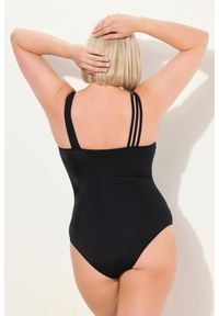 ULLA POPKEN - Damski Kostium kąpielowy motyw głębi oceanu miękkie miseczki. Kolekcja: plus size. Kolor: czarny. Materiał: elastan, poliamid, materiał
