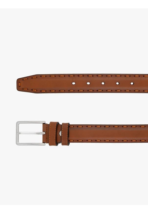 Ryłko - Rudy pasek ze skóry licowej. Kolor: brązowy. Materiał: skóra. Styl: klasyczny, casual, street