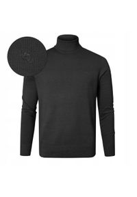 Bawełniany Męski Golf - Pako Jeans - Czarny. Typ kołnierza: golf. Kolor: czarny. Materiał: bawełna. Styl: klasyczny #2