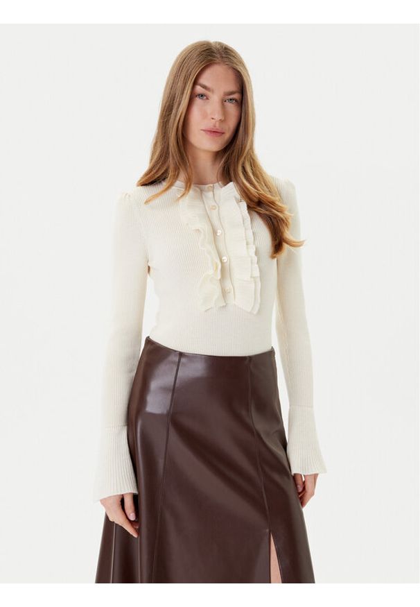 Luisa Spagnoli Sweter Margarita 100114 Beżowy Regular Fit. Kolor: beżowy. Materiał: wełna