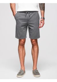 Ombre Clothing - Męskie krótkie spodenki na gumce ze strukturalnej dzianiny – grafitowe V3 - Rozmiar: L. Okazja: na co dzień. Kolor: szary. Materiał: dzianina. Długość: krótkie. Styl: casual, klasyczny