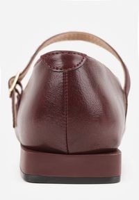 Renee - Bordowe Balerinki Vices w Stylu Mary Jane z Wkładką ze Skóry Naturalnej Emilane. Okazja: na co dzień. Nosek buta: szpiczasty. Zapięcie: pasek. Kolor: czerwony. Materiał: skóra. Styl: casual #3