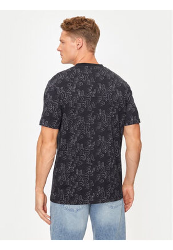 Karl Lagerfeld - KARL LAGERFELD T-Shirt 755039 544224 Czarny Regular Fit. Typ kołnierza: dekolt w karo. Kolor: czarny. Materiał: bawełna