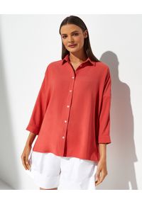 FAY - Koralowa koszula oversize. Kolor: czerwony. Materiał: materiał. Styl: elegancki