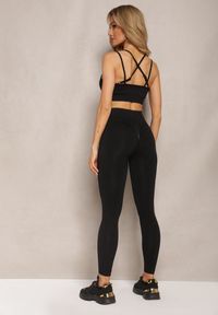 Renee - Czarny Elastyczny Komplet Fitness Usztywniany Biustonosz i Legginsy z Gumką Orbinra. Kolor: czarny #5