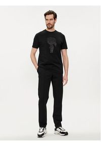 Karl Lagerfeld - KARL LAGERFELD T-Shirt 755425 542241 Czarny Regular Fit. Typ kołnierza: dekolt w karo. Kolor: czarny. Materiał: bawełna #3