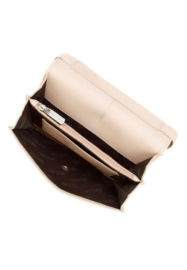Wittchen - Damski portfelik crossbody ze skóry. Kolor: beżowy. Materiał: skórzane. Rozmiar: małe. Rodzaj torebki: przez ramię