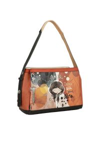 Pomarańczowa Oryginalna Listonoszka Damska Anekke Seria Alma. Kolor: pomarańczowy. Wzór: aplikacja. Dodatki: z breloczkiem. Materiał: zdobione. Styl: elegancki, casual. Rodzaj torebki: na ramię #5