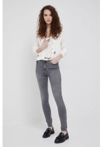 Armani Exchange jeansy damskie medium waist. Kolor: szary