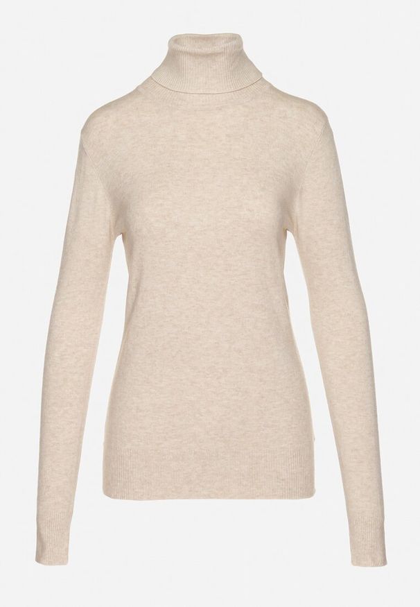 Born2be - Beżowy Golf Sweter z Wiskozą i Kaszmirem Zailaya. Okazja: na co dzień. Typ kołnierza: golf. Kolor: beżowy. Materiał: wiskoza, kaszmir. Styl: casual