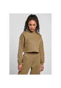 Bluza damska Urban Classics cropped oversized high neck crew. Kolor: zielony #1