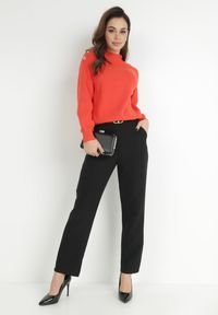 Born2be - Pomarańczowy Sweter Dzianinowy z Długim Rękawem i Guzikami Omes. Kolor: pomarańczowy. Materiał: dzianina. Długość rękawa: długi rękaw. Długość: długie #2