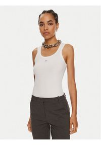 Pinko Top Calcolatore 100807 A22X Biały Slim Fit. Kolor: biały. Materiał: bawełna