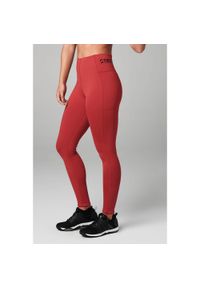 Legginsy fitness damskie z wysokim stanem czerwone STRONG ID. Stan: podwyższony. Kolor: czerwony. Materiał: nylon. Sport: fitness #1