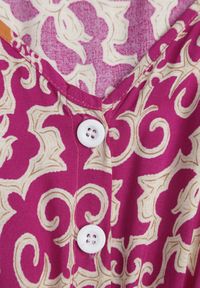 Born2be - Fioletowa Bawełniana Sukienka z Dekoltem w Serek Zapinana na Guziki z Gumką w Pasie Kelea. Okazja: na co dzień. Typ kołnierza: dekolt w serek. Kolor: fioletowy. Materiał: bawełna. Typ sukienki: proste. Styl: elegancki, klasyczny, casual, wizytowy #3