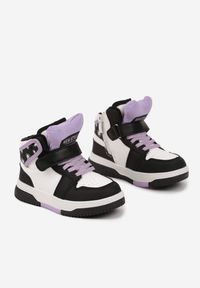 Born2be - Czarno-Fioletowe Skórzane Botki Sneakersy z Ociepleniem Noninor. Okazja: na imprezę, na co dzień, na uczelnię. Zapięcie: rzepy. Kolor: czarny. Materiał: skóra. Sezon: zima, jesień. Styl: klasyczny, casual, elegancki #3