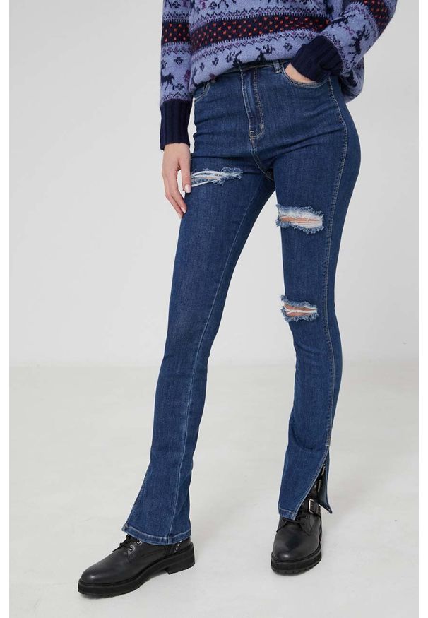 Answear Lab Jeansy damskie high waist. Stan: podwyższony. Kolor: niebieski. Styl: wakacyjny