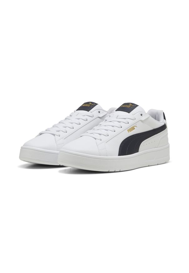 Puma - Sneakersy unisex Court Classico PUMA White New Navy Gold Blue. Kolor: niebieski, biały, wielokolorowy. Materiał: syntetyk, materiał. Sport: turystyka piesza