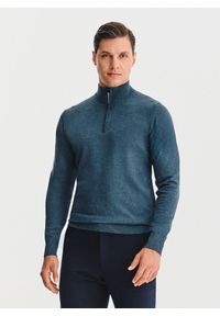 Pako Lorente - PAKO LORENTE – Granatowy sweter z rozpinaną stójką. Okazja: na co dzień. Typ kołnierza: kołnierzyk stójkowy. Kolor: niebieski. Materiał: wiskoza, poliester. Sezon: jesień. Styl: casual #6