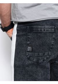 Ombre Clothing - Krótkie spodenki męskie jeansowe - czarne V3 W363 - XXL. Kolor: czarny. Materiał: jeans. Długość: krótkie #7