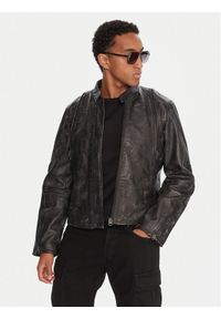 G-Star RAW - G-Star Raw Kurtka skórzana D26931-E082 Szary Regular Fit. Kolor: szary. Materiał: skóra
