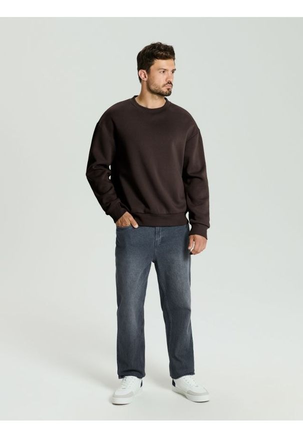 Sinsay - Bluza basic comfort fit - brązowy. Kolor: brązowy