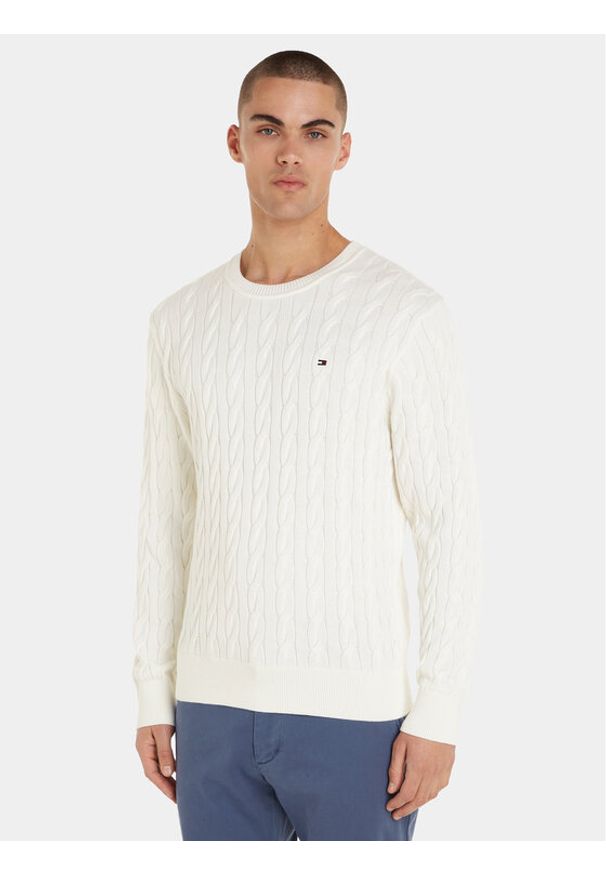 TOMMY HILFIGER - Tommy Hilfiger Sweter MW0MW33132 Écru Relaxed Fit. Materiał: bawełna