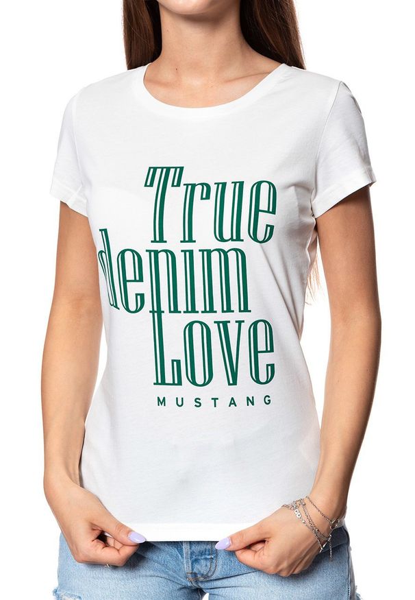 Mustang - MUSTANG T SHIRT DAMSKI Alexia C Print Cloud Dancer 1008971 2020. Wzór: nadruk
