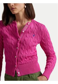 Polo Ralph Lauren Kardigan 211891643019 Różowy Slim Fit. Typ kołnierza: polo. Kolor: różowy. Materiał: bawełna #2