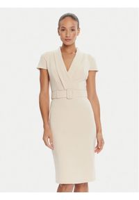 Rinascimento Sukienka koktajlowa CFC0125582003 Beżowy Slim Fit. Kolor: beżowy. Materiał: syntetyk. Styl: wizytowy #1