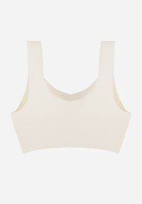 Renee - Biały Sportowy Biustonosz z Usztywnieniem Ozdobiony Siateczkową Wstawką Edalissa. Kolor: biały. Rodzaj stanika: wyciągane miseczki. Wzór: aplikacja #2