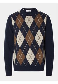 Selected Homme Sweter 16090764 Granatowy Regular Fit. Kolor: niebieski. Materiał: wełna